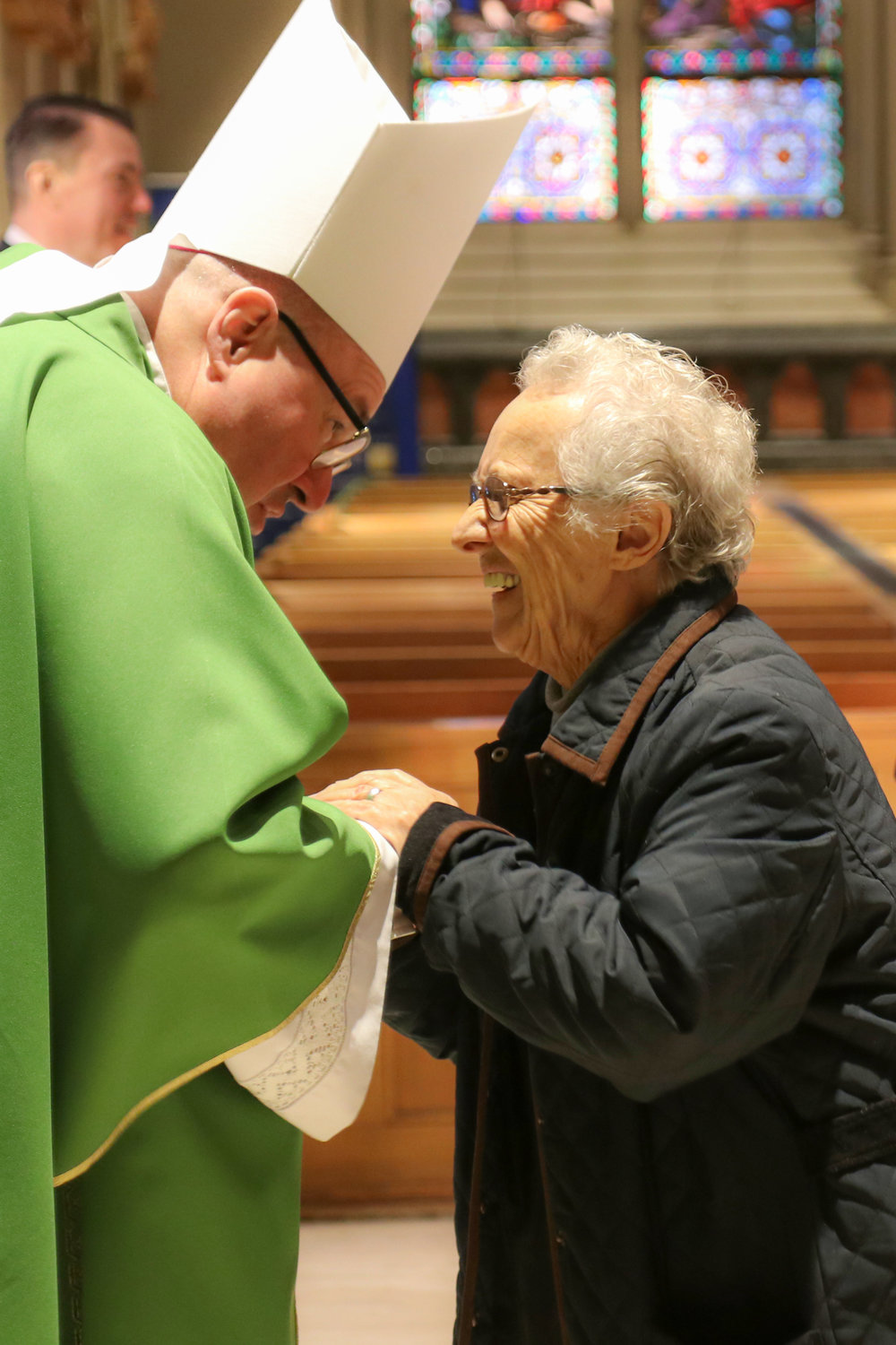The new Coadjutor Bishop greeted faithful following Mass.